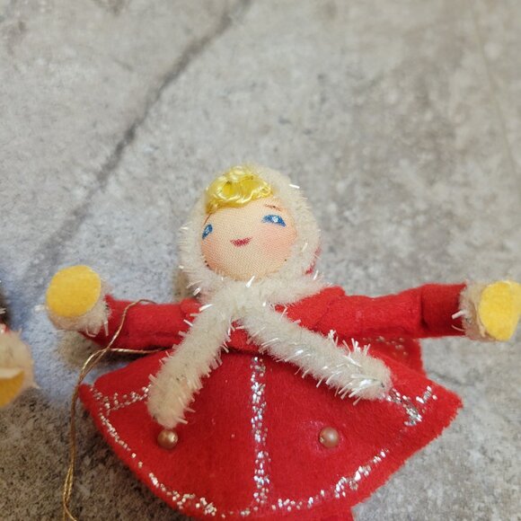 Vintage Christmas Ornaments Japanese Tree Hugger ice skaters Pipe Cleaner - Picture 3 of 6